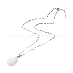 Teardrop Natural Mixed Stone Pendant Necklaces&nbsp;NJEW-JN03631