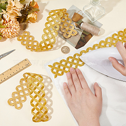 Iron on/Sew on Embroidery Coin Polyester Hollow Lace Ribbons&nbsp;OCOR-WH0085-50