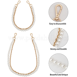 2Pcs 2 Style Plastic Imitation Pearl Beaded Double Strand Bag Handles&nbsp;DIY-CA0005-94