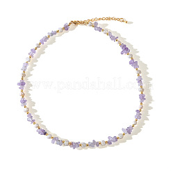 Natural Freshwater Pearl Nuggets and Amethyst Chip Beaded Necklaces for Women&nbsp;FS-WGFF989-01