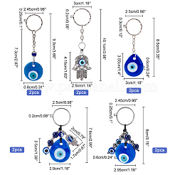 10Pcs 5 Style Evil Eye Lampwork Keychain&nbsp;KEYC-NB0001-18