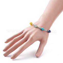 Round Mixed Gemstone Beaded Bracelet&nbsp;BJEW-TA00100