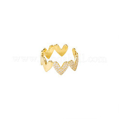 Heart Brass Micro Pave Clear Cubic Zirconia Cuff Rings for Women&nbsp;FS-WG66D21-01