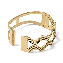 304 Stainless Steel Hollow Wavy Hinged Bangles for Women&nbsp;BJEW-U002-14G