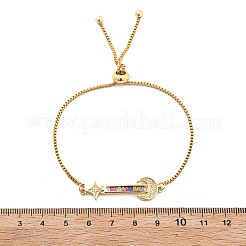 Brass Micro Pave Cubic Zirconia Slider Bracelets&nbsp;BJEW-S163-01A-G