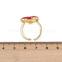 Brass Enamel Adjustable Cuff Rings for Women&nbsp;RJEW-C139-09G