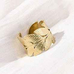 304 Stainless Steel Open Cuff Ring for Women&nbsp;RJEW-Z083-02G-02