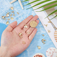 Marine Organism Theme 21Pcs 7 Styles Brass Charms&nbsp;KK-HS0015-53