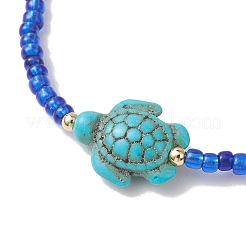 8Pcs Glass Seed Beaded & Synthetic Turquoise Turtle Beaded Stretch Bracelets Set for Women&nbsp;BJEW-MZ00319
