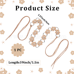 1Pc Imitation Leather Flower Brass Ring Link Chain Waist Belly Chains Belts for Women&nbsp;AJEW-CL0001-49A