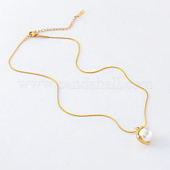 3Pcs Minimalist Stainless Steel Pave Imitation Pearl Shell Shape Pendant Necklaces for Women&nbsp;RY2532