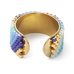 Glass Seed Beads Gradient Open Cuff Rings&nbsp;RJEW-MZ00021