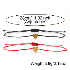 2Pcs 2 Colors Heart Adjustable Nylon Cord Braided Bracelets&nbsp;WR4261-7