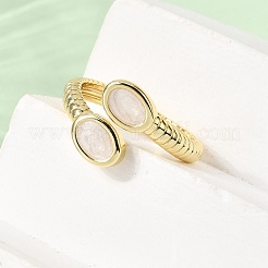 Brass Enamel Cuff Open Rings for Women&nbsp;RJEW-K264-10A-G