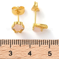 Brass Micro Pave Cubic Zirconia Stud Earrings For Women&nbsp;EJEW-B111-01G-03