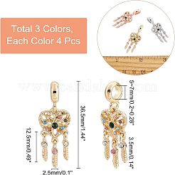 12Pcs 3 Colors Rack Plating Alloy European Dangle Charms&nbsp;MPDL-FH0001-05