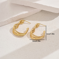 Vintage Multi-layered Heart 201 Stainless Steel Stud Earrings&nbsp;KW0694-1
