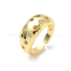 Brass Micro Pave Cubic Zirconia Adjustable Cuff Rings&nbsp;RJEW-V009-08G