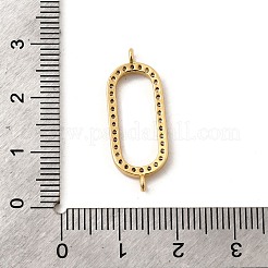 Brass Micro Pave Clear Cubic Zirconia Oval Ring Connector Charms&nbsp;KK-I360-048G