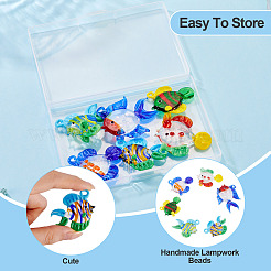 6Pcs 6 Styles Handmade Lampwork Pendants&nbsp;LAMP-TA0002-46