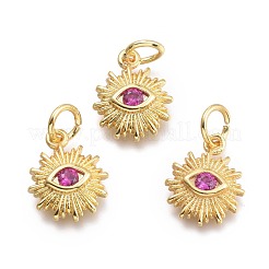 Brass Micro Pave Cubic Zirconia Pendants&nbsp;KK-P187-16-G