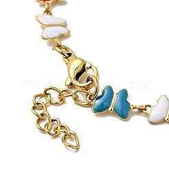 Colorful Enamel Butterfly Link Chain Bracelet&nbsp;BJEW-C023-04G