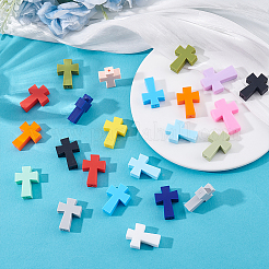 30Pcs 15 Styles Cross Food Grade Eco-Friendly Silicone Beads&nbsp;SIL-ME0001-11