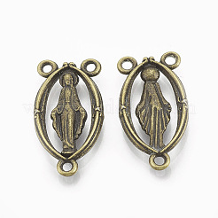 Holy Oval Carved Virgin Mary Tibetan Style Alloy Chandelier Component Links&nbsp;X-TIBEP-0381-AB-LF