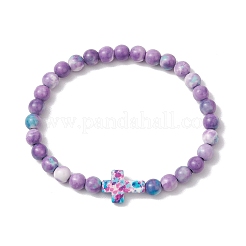 4Pcs Synthetic Ocean White Jade Beads Stretch Bracelets for Women Men&nbsp;BJEW-JB11300