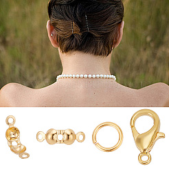 30Pcs Brass Lobster Claw Clasps with 30Pcs Open Jump Rings & 30Pcs Bead Tips&nbsp;KK-GO0001-13