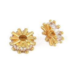 Brass Pave Clear Cubic Zirconia Beads&nbsp;CU-CBA6A75-20G