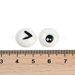 White and Black Flat Round Cartoon Resin Cabochons&nbsp;CRES-Q009-01J
