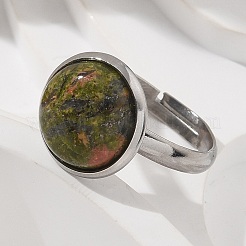 Half Round Natural & Synthetic Gemstone Finger Rings&nbsp;RJEW-M062-01P-23
