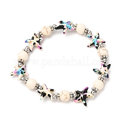 4Pcs Synthetic Turquoise Beads & Alloy & Brass Beads Stretch Bracelets Sets&nbsp;BJEW-JB12408