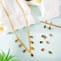 20Pcs 10 Colors 304 Stainless Steel Micro Pave Cubic Zirconia Charms&nbsp;STAS-TA0002-92