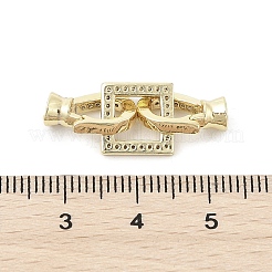 Brass Micro Pave Clear Cubic Zirconia Fold Over Clasps&nbsp;KK-U059-18G