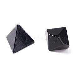 No Hole/Undrilled Synthetic Blue Goldstone Beads Home Display Decorations with Natural Agate Bases&nbsp;G-H240-01I