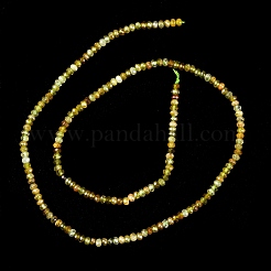 Faceted Rondelle Natural Green Garnet Beads Strands&nbsp;G-F289-40B