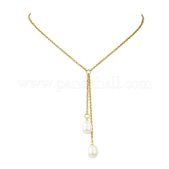 Natural Pearl Rice Tassel Y Necklaces&nbsp;NJEW-JN06216