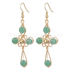 4 Pairs Brass Natural Gemstone Dangle Earrings&nbsp;EJEW-TA00728