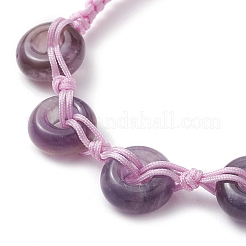 Natural Amethyst Rondelle Braided Bead Bracelets&nbsp;BJEW-TA00492-01