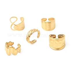 5Pcs 304 Stainless Steel Open Cuff Rings for Women&nbsp;RJEW-K313-08G