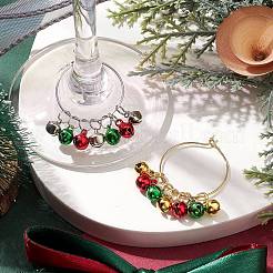 Christmas Brass Bell Wine Glass Charms&nbsp;AJEW-JO00257