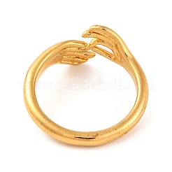 Ion Plating(IP) 304 Stainless Steel Hand Finger Rings for Women&nbsp;RJEW-S414-52B-G