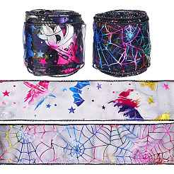 2 Rolls 2 Styles Halloween Theme Polyester Ribbons&nbsp;OCOR-TA0002-20