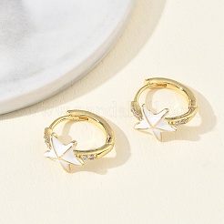 Brass Micro Pave Cubic Zirconia Hoop Earrings for Women&nbsp;EJEW-A167-23G-01
