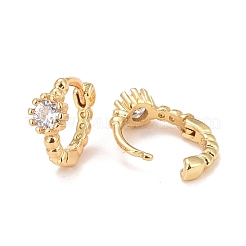 Clear Cubic Zirconia Flat Round Hoop Earrings&nbsp;EJEW-C022-02G