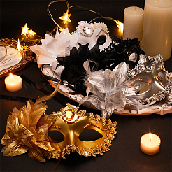 4Pcs 4 Colors PP & Rhinestone Masquerade Masks&nbsp;AJEW-OC0014-99