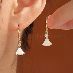 Elegant Shiny Fan-shaped Brass Hoop Earrings&nbsp;ZO2833