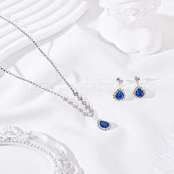 Brass Rhinestone Pendant Necklace & Stud Earring Sets&nbsp;SJEW-LP0001-51A